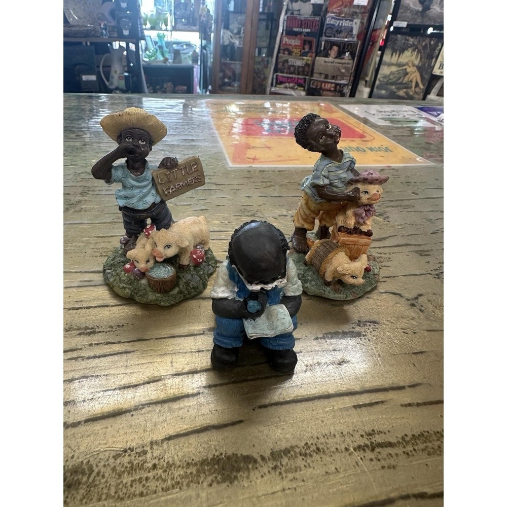 3 Vintage Young's Inc Monroe Mich African American Figurines